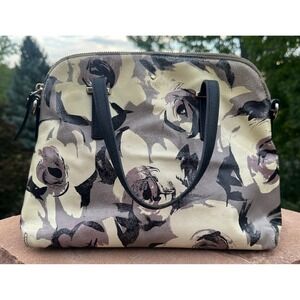 Kate Spade New York Floral Satchel Bag Cream Grey Black Dome Handbag